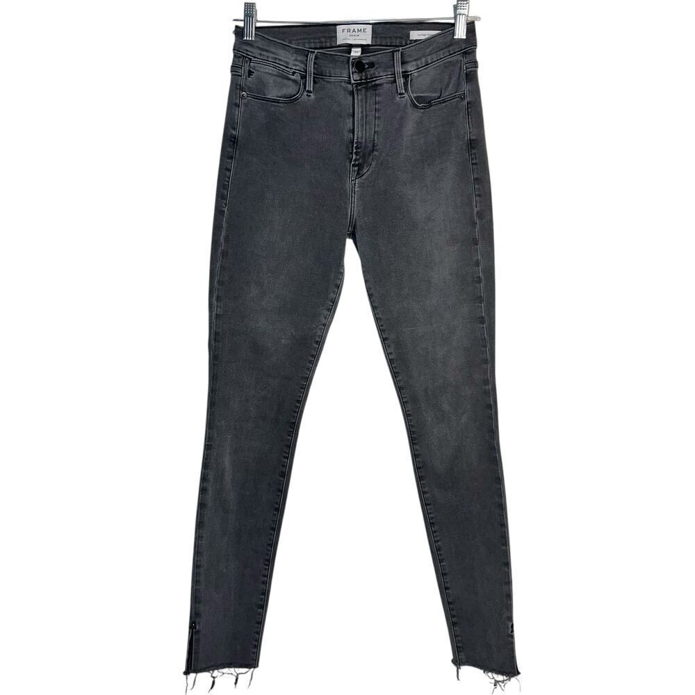FRAME Le High Skinny Raw Hem Jeans in Dartmouth Wash Size 27